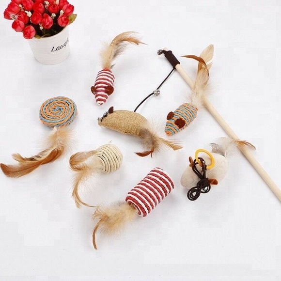 Interactive Cat Teaser Toy 7 Piece Play Set with Gift Box - Picture 1 of 4